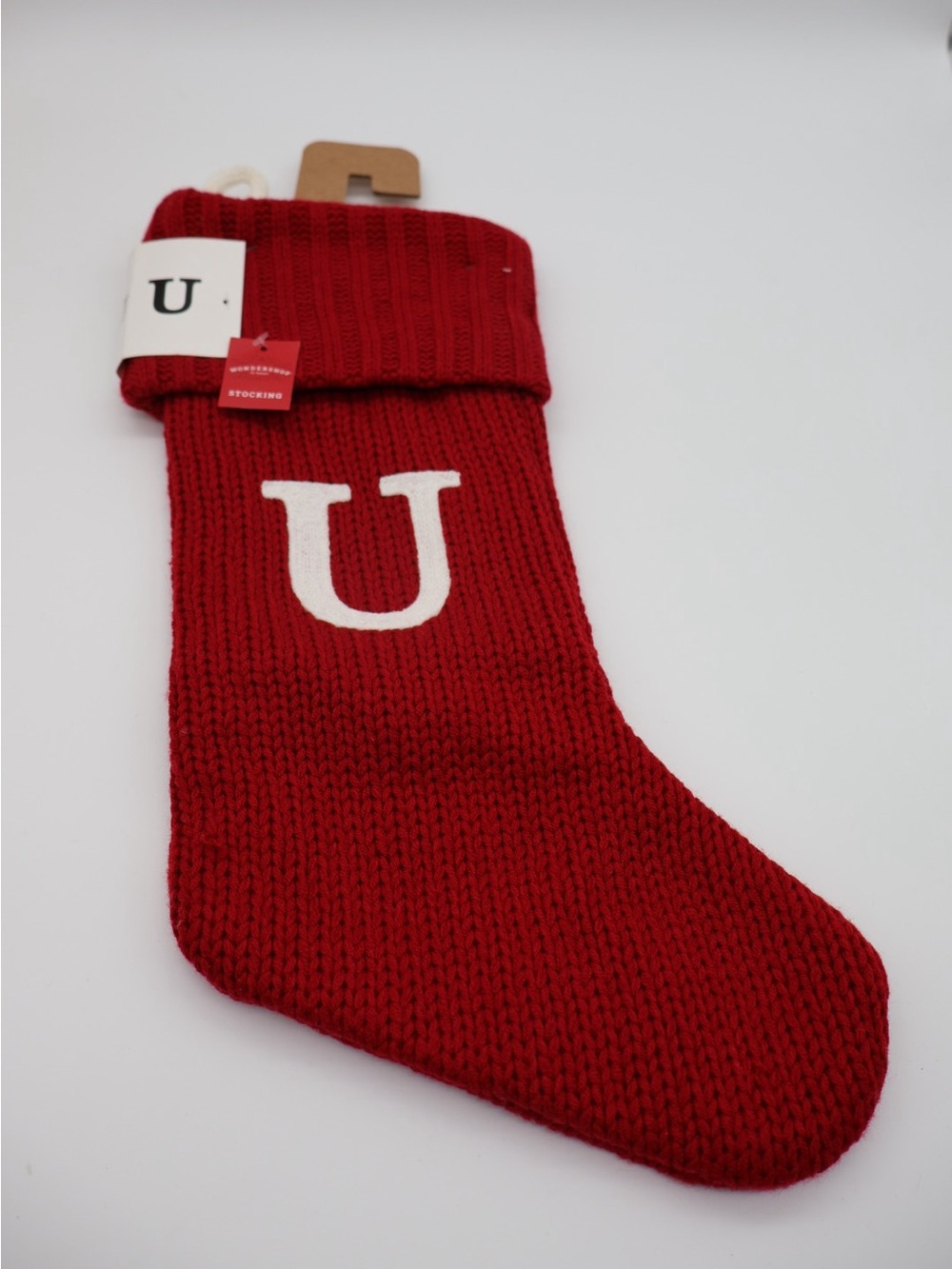 Target Red Knit Holiday Stocking with White 'U'